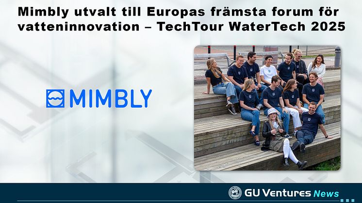 Mimbly utvalt till Europas främsta forum för vatteninnovation – TechTour WaterTech 2025