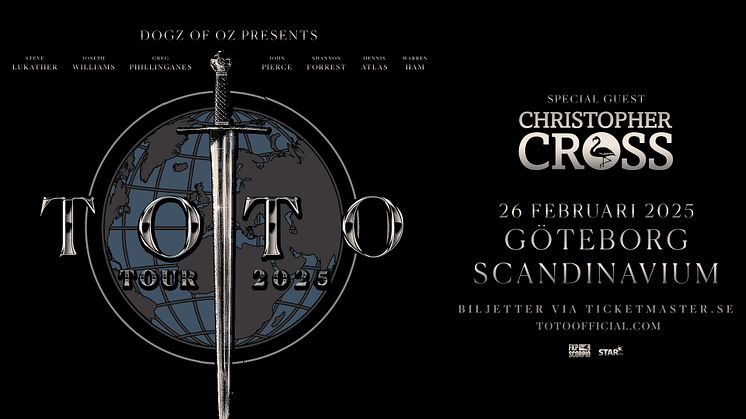 Legendariska TOTO med special guest Christopher Cross kommer till Göteborg i februari 2025!