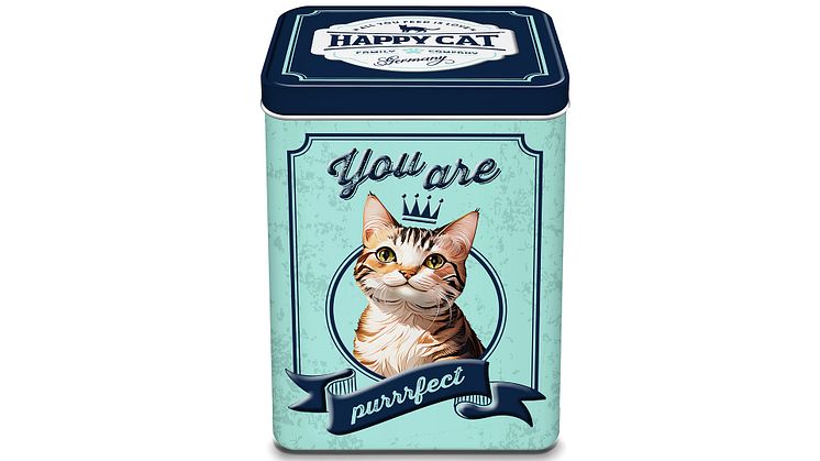 Happy Cat Retro Genuss Box zur Aufbewahrung von Katzenfutter