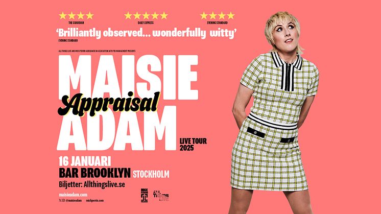 Humorsuccén Maisie Adam kommer till Bar Brooklyn i Stockholm – missa inte årets roligaste show den 16 januari!