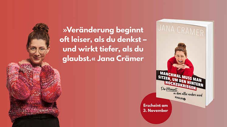 Links ein Bild von Jana Crämer, in der Mitte ein Zitat von ihr und rechts das Cover des neuen Buches. 