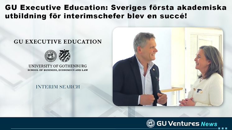 En montagebild med titel, logga och bild som förmedlar nyheten om GU Executive Education