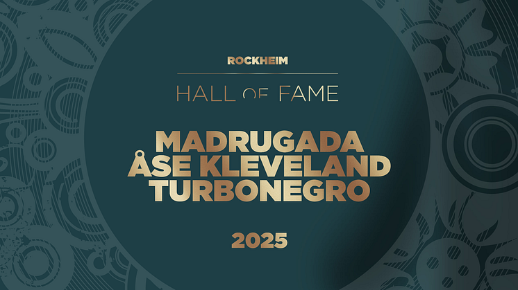 Plakat med teksten Rockheim Hall of Fame Madrugada, Åse Kleveland, Turbonegro 2025. Illustrasjon. 
