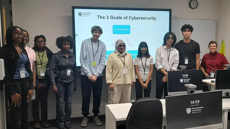 Young learners are pictured at Northumbria University’s London Campus taking part in the Digital and Cyber Essentials course.
