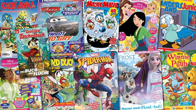 Bild: urval av titlar som innefattas av Egmonts nya avtal med Disney.