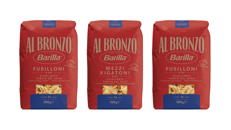 Fånga upp såsen med Barillas premiumpasta Al Bronzo – nu i ny elegantare förpackning