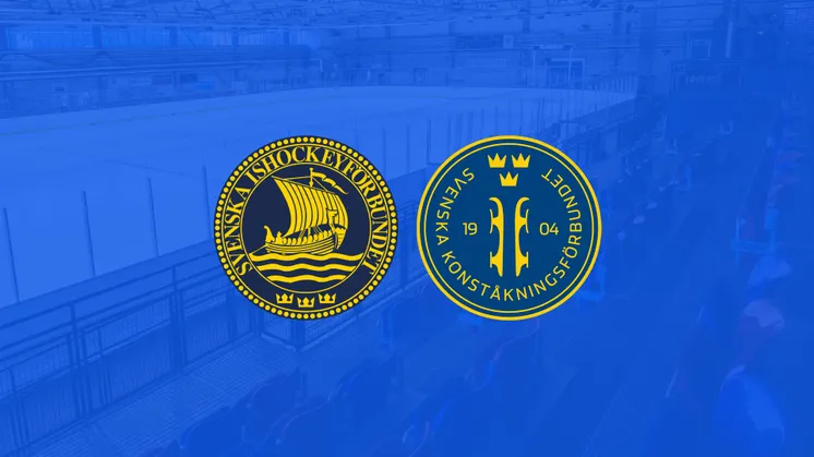 Svenska Ishockeyförbundets och Svenska Konståkningsförbundets logotyper framför en ishall.