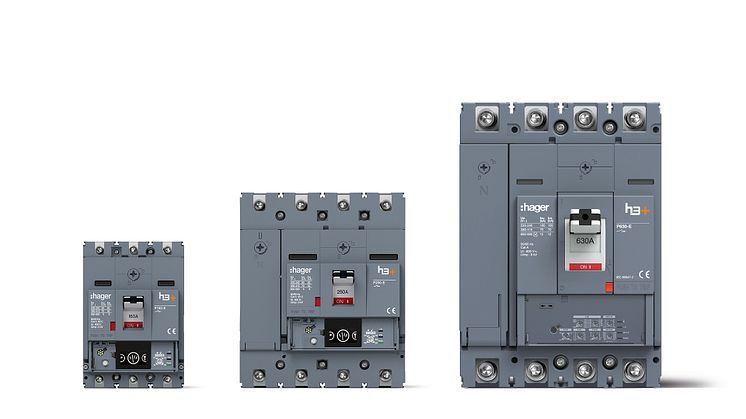 Einheitliche Systemlösung:  Durchgängiges Portfolio der Hager Kompaktleistungsschalter h3+ bis 630A