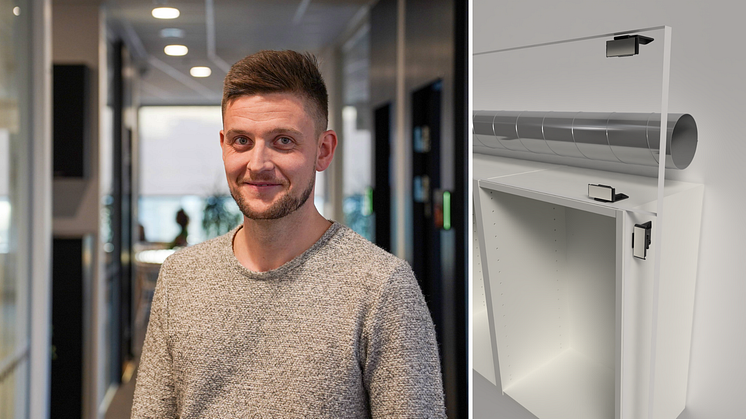 Martin Blomfeldt har utvecklat ett monteringsbeslag som klickas på plats - utan skruv, mätning eller specialverktyg. 