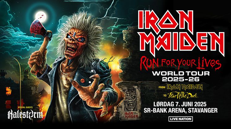 IRON MAIDEN KOMMER TIL NORGE I 2025 MED DERES «RUN FOR YOUR LIVES» WORLD TOUR!