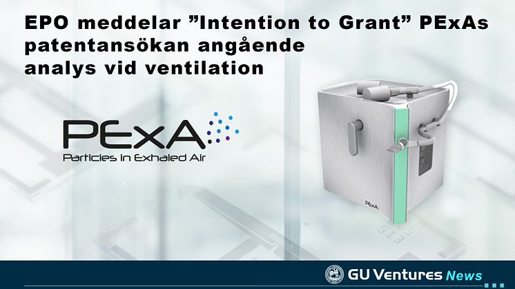 EPO meddelar ”Intention to Grant” PExAs patentansökan angående analys vid ventilation