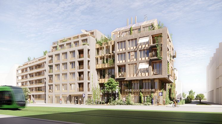 Tidig visionsbild för HSB Living Lab. Bild: White Arkitekter
