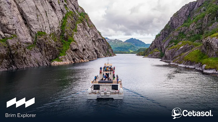 Brim Explorer vessel in the beautiful landscape in Lofoten.