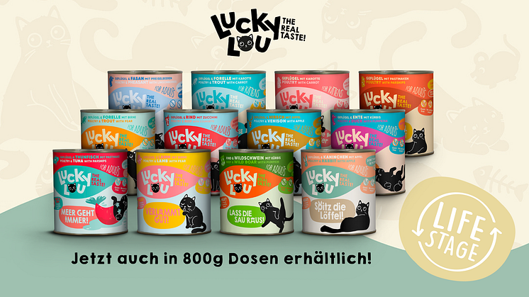 12 beliebte Sorten Lucky Lou Life Stage jetzt in der 800g Dose