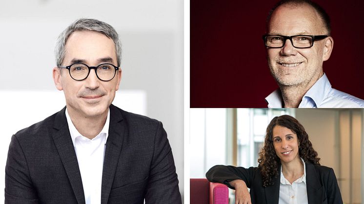 Stéphane Létourneau, VP Executive Vice-President, Mila (© Bénédicte Brocard), Anders Ynnerman, programdirektör WASP och Amy Loutfi, WASP:s direktör för rekrytering. 