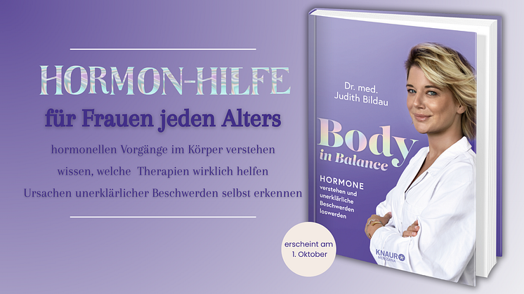Kurzbeschreibung und Buchcover "Body in Balance" von Dr. Judith Bildau mit Fokus auf hormoneller Gesundheit für Frauen