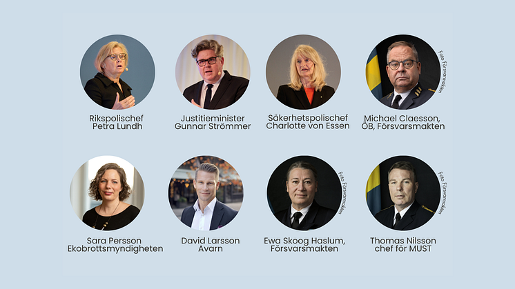 Bilden föreställer några av talarna under SäkerhetsArenan 2025 i Almedalen