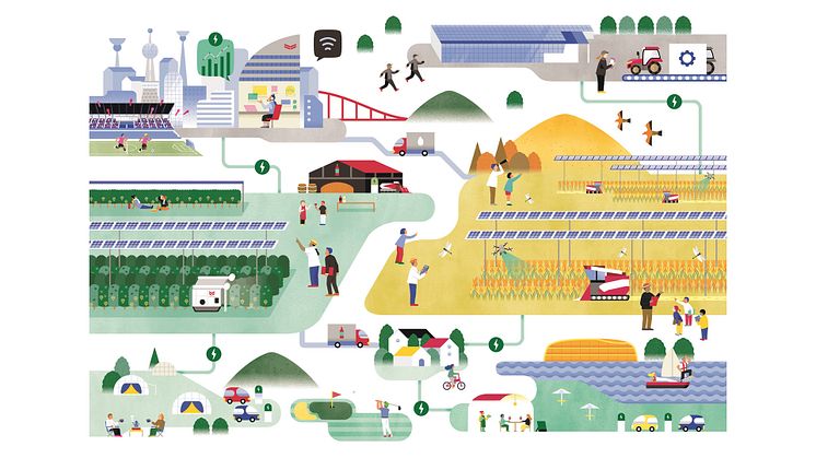 Conceptual illustration of the sustainable agriculture to be realized by “Save The Farms by Yanmar”
