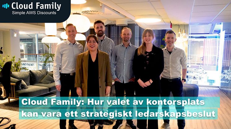 Fr. vänster: Jonatan Redvik, VD Cloud Family, Veronica Snithén, Site Manager Arena Nordstan, Daniel Fredriksson, SLSE Cloud Family, Henrik Lewander, CTO Cloud Family, Ellen Stam, Arena värd Arena Nordstan, Markus Viikki, CSO Cloud Family.