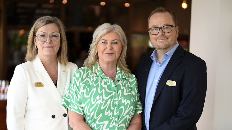 Sveriges Skolledare presidium. Från vänster: Ellinor Häreskog 1:e vice ordförande, Ann-Charlotte Gavelin Rydman förbundsordförande, Henrik Carnhede 2:e vice ordförande