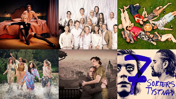 Höstens repertoar på Göteborgs Stadsteater. Foto Felix Swensson, Mats Bäcker, Aorta, Jonas Kündig, grafisk design Erica Jacobson