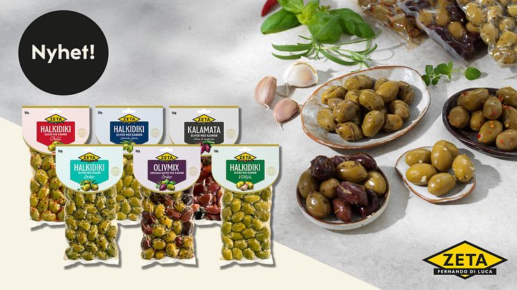 Smakrika Halkidiki och Kalamataoliver i smidiga förpackning
