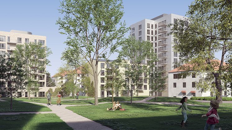 Tidig visualisering av Östermalmspark i Kristianstad