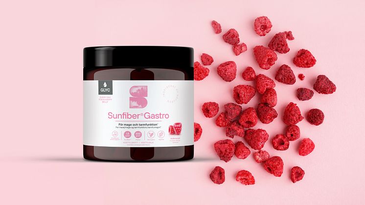 GLYC lanserar Sunfiber Gastro med smak av hallon – fräsch nyhet för en gladare mage
