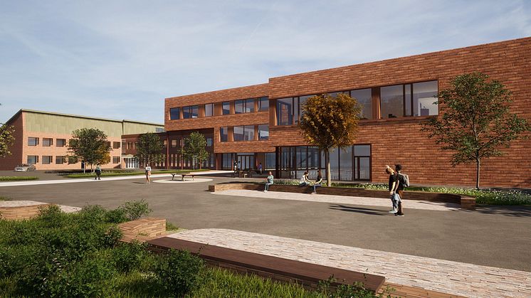 Utvidelse av Skedsmo videregående skole. Illustrasjon: L2 Arkitekter
