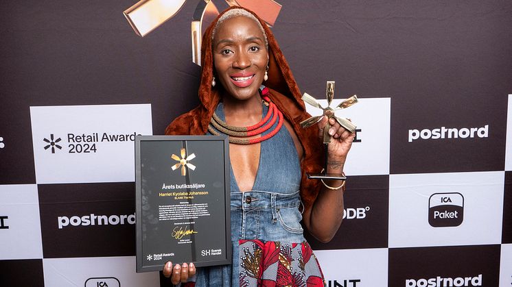Harriet Kyolaba Johansson, som driver BLANK The Hub i Helsingborg, vann Årets butikssäljare vid Svensk Handels gala Retail Awards.