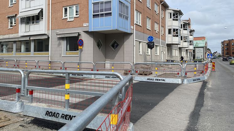 Just nu byggs en cykelöverfart på Storgatan. Foto: Skellefteå kommun
