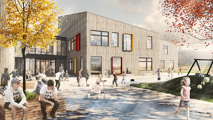 Hvordan kan arkitektur og landskapsutforming bidra til tryggere skolemiljøer? Illustrasjon: LINK Arkitektur