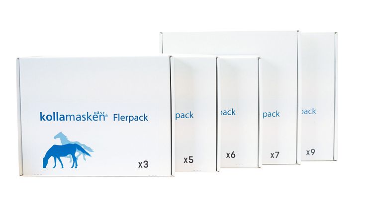 Den nya produkten kollamasken Häst Flex går att anpassa för 1-10 hästar. 