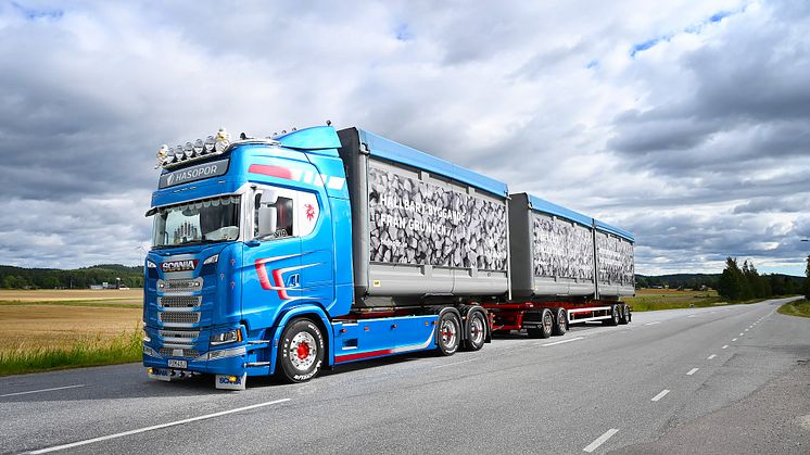 Samtliga transporter av Hasopor skumglas med HVO100