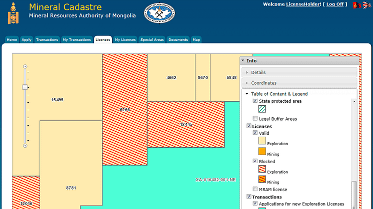 New web-based mining cadastre information services in Mongolia
