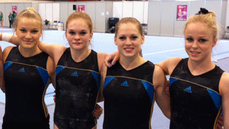 JEM och EM i kvinnlig artistisk gymnastik i Bryssel - två svenska lag på plats - juniorerna kvalar onsdag 9 maj kl 13.00