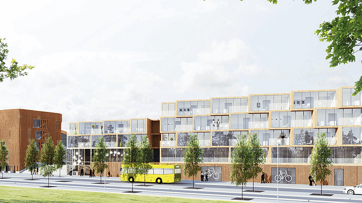Detta är en tidig visionsskiss, på måndag presenteras aktuella planer för kvarteret Löjan.   Illustration: White Architects