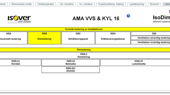 Vårt populära beräkningsprogram ISOVER IsoDim®  – nu enligt AMA VVS & Kyl 16