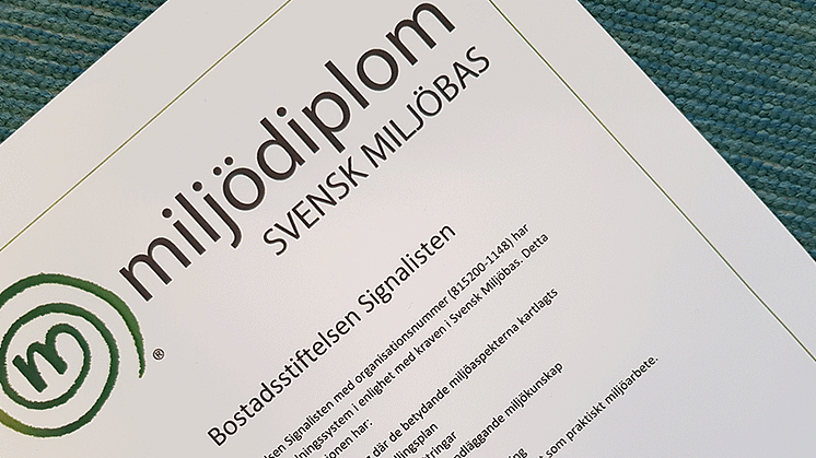 Signalisten miljöcertifieras enligt Svensk Miljöbas