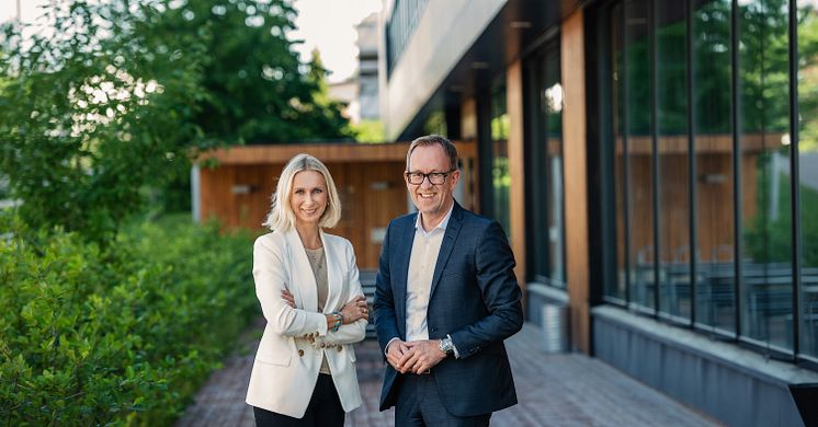 Guro Steine, koncerndirektör kommunikation och hållbarhet och Kim Robert Lisø, koncernchef på GK