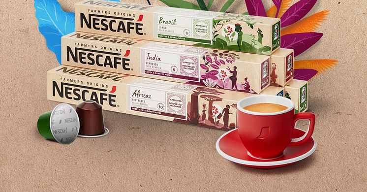 NESCAFÉ lanserer NESCAFÉ Farmers Origins, en NY serie med NESCAFÉ kaffekapsler utviklet for Nespresso maskiner. 