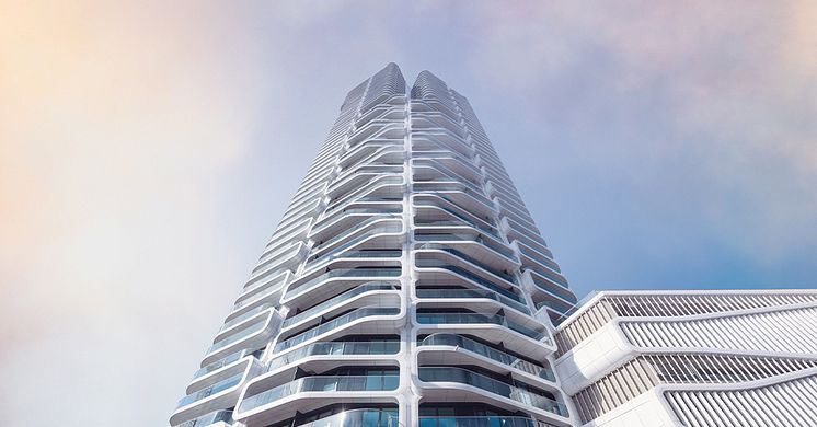 I Grand Tower i Frankfurt har fler än 400 lägenheter utrustats med Uponor Combi Port lägenhetscentral. Nu kommer tekniken till Sverige.
