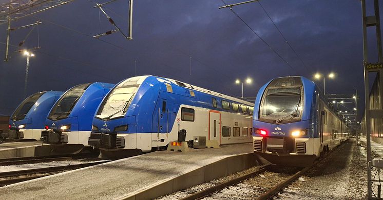 Mälartåg utanför Gredbydepån där Transdev bedriver stora delar av sitt underhållsarbete.