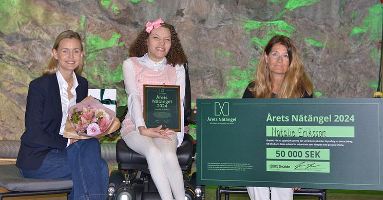 Sarah Hoof, CCO Mysafety, Natalie Eriksson och Petra Lindskog, kommunikations-och insamlingschef på Mind.