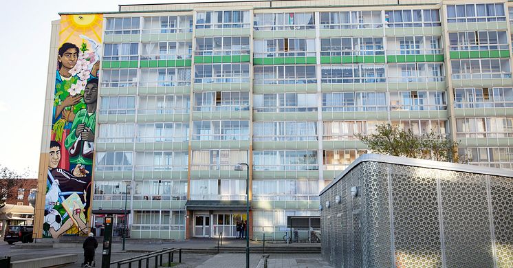 På Bennets väg 47 och 49, vid Örtagårdstorget, pågår nu uthyrning av nya lägenheter som är inflyttningsklara i april 2025. Foto: Miriam Preis