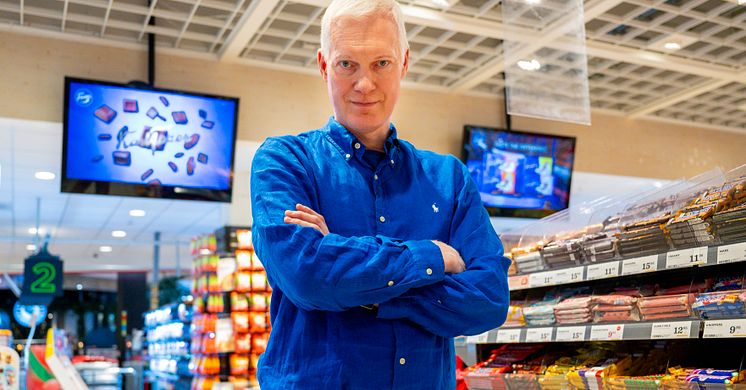 Grundaren av BizLab Magnus Hansson på en av pilotkunderna Hemköp Mall of Scandinavia