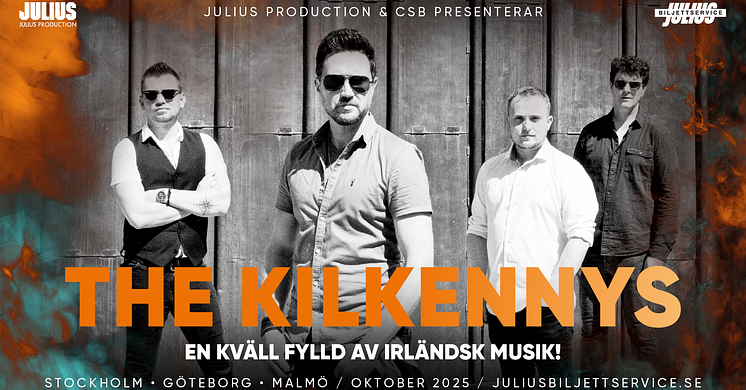 Irländska The Kilkennys består av fyra irländska, charmiga sångfåglar: Dave Cashin, Josh O´Loughlin, Mick Martin och Tommy Ma