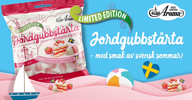 En somrig nyhet från Godisfabriken Aroma - Jordgubbstårta i påse,