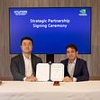 Heung-Soo Kim, Executive Vice President og Head of Global Strategy Office i Hyundai Motor Group og Rishi Dhall, leder for Automotive hos NVIDIA. Foto: Hyundai Motor Company