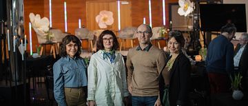 Från vänster: Anette Winblad von Walter, kulturchef Region Norrbotten, Fredrika Johansson, projektledare North Creative Nodes, Henrik Bucht, vd Piteå Science Park och Ulrika Lind, kulturstrateg Piteå Science Park. Fotograf: Jens Ökvist